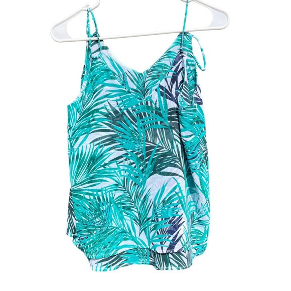 Ann Taylor Factory Size S Women's Camisole Top Tropical Leaves Beachy Oversize - Picture 3 of 8